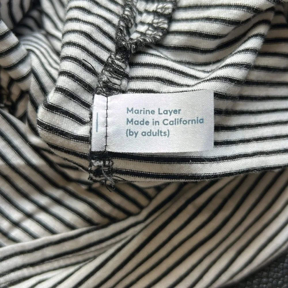 Marine Layer Merritt Crew Black White Stripe Long Sleeve Supima Cotton Sz S